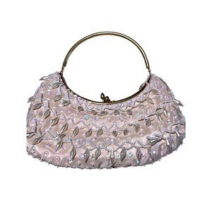 Vintage La Regale‎ Ltd Ivory Beaded and Sequin Evening Bag, Gold Tone Handle